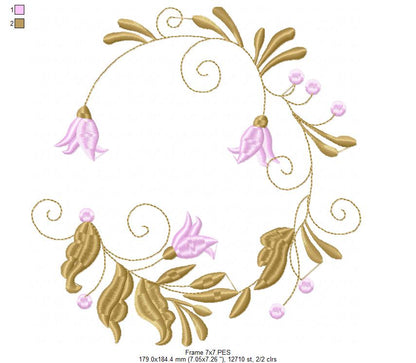Flowers Frame - Set of 2 designs - Fill Stitch