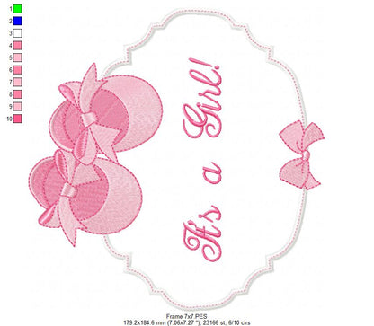 It's a Boy and Girl Baby Shoe Frame - Set of 2 designs - Applique