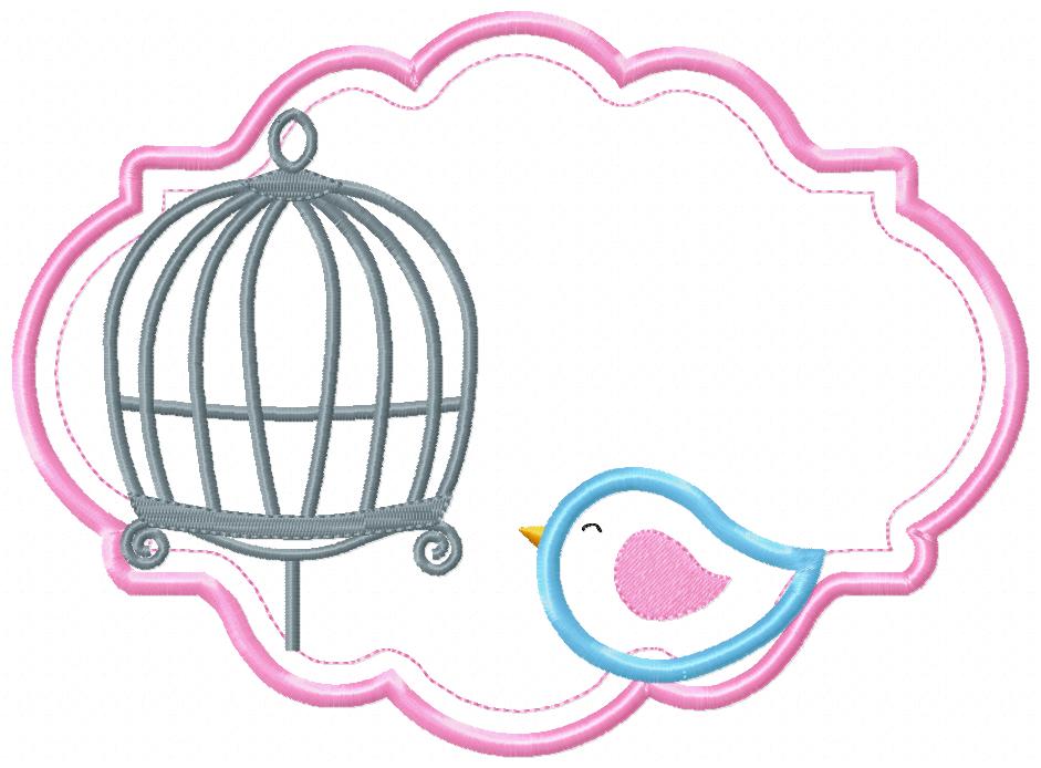 Bird and Bird Cage - Applique - Set of 2 designs