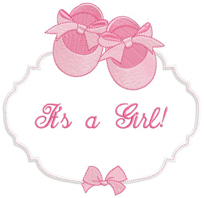 It's a Boy and Girl Baby Shoe Frame - Set of 2 designs - Applique