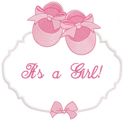 It's a Boy and Girl Baby Shoe Frame - Set of 2 designs - Applique