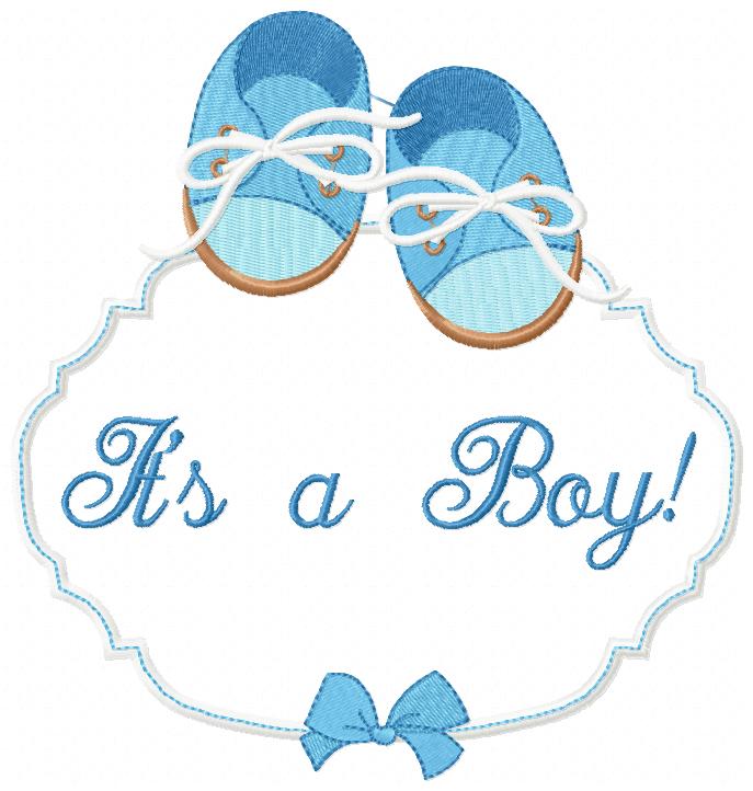 It's a Boy and Girl Baby Shoe Frame - Set of 2 designs - Applique