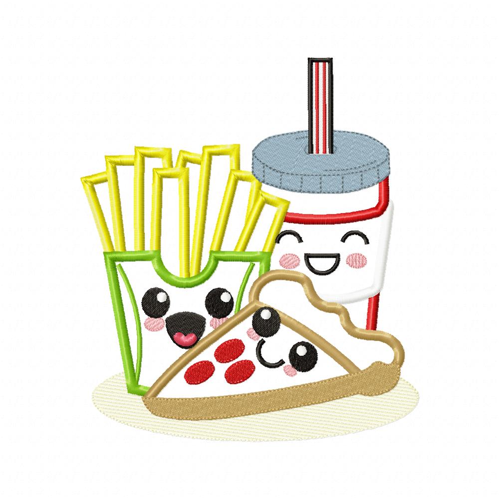 Happy Pizza, French Fries and Soda - Applique