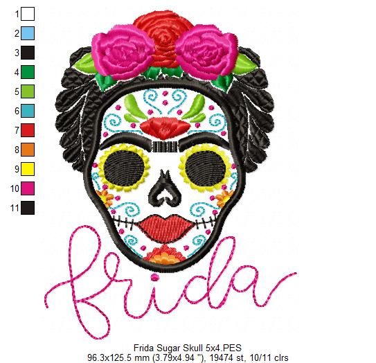 Frida Kahlo Sugar Skull - Applique