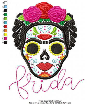 Frida Kahlo Sugar Skull - Applique