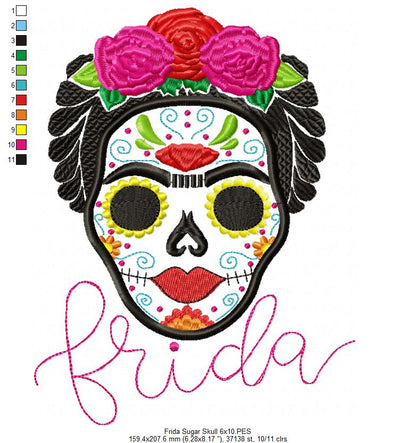 Frida Kahlo Sugar Skull - Applique