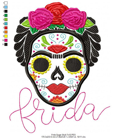 Frida Kahlo Sugar Skull - Applique