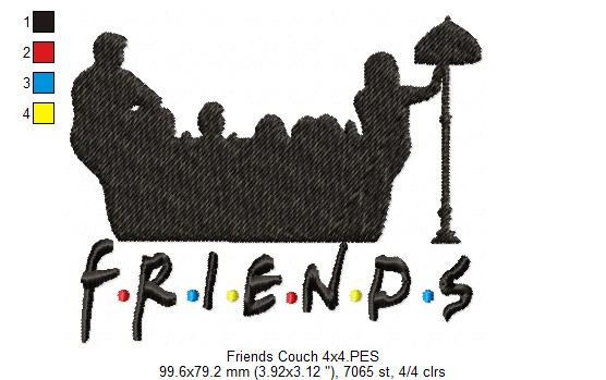 Friends Couch Silhouette - Fill Stitch - Machine Embroidery Design