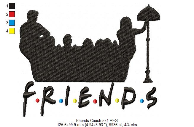 Friends Couch Silhouette - Fill Stitch - Machine Embroidery Design