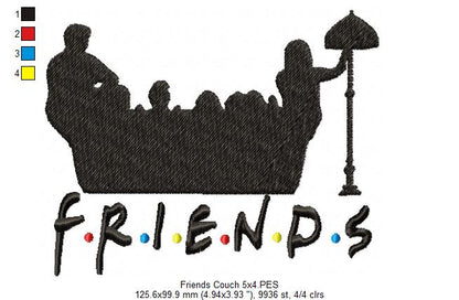 Friends Couch Silhouette - Fill Stitch - Machine Embroidery Design