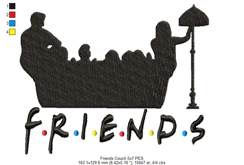 Friends Couch Silhouette - Fill Stitch - Machine Embroidery Design