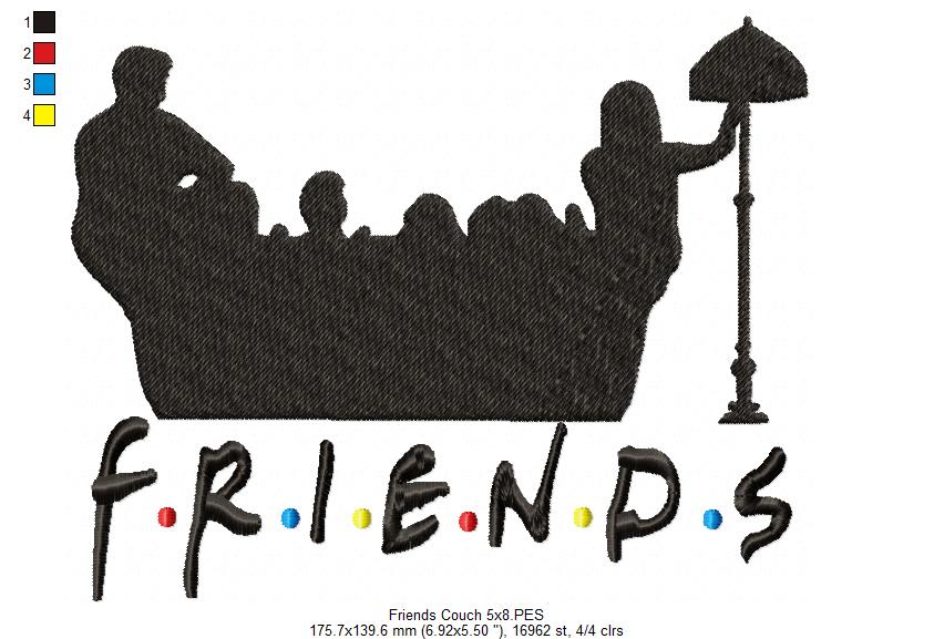Friends Couch Silhouette - Fill Stitch - Machine Embroidery Design