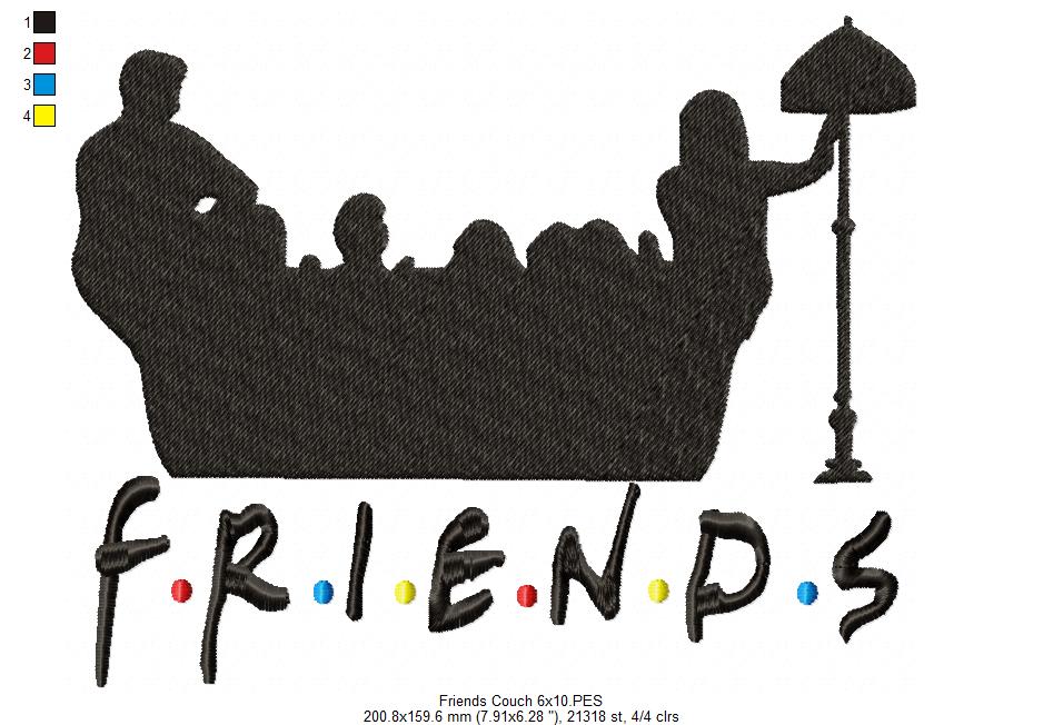 Friends Couch Silhouette - Fill Stitch - Machine Embroidery Design