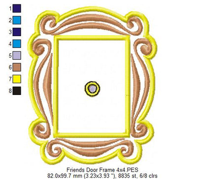 Friends Monica Door Frame - Applique - Machine Embroidery Design