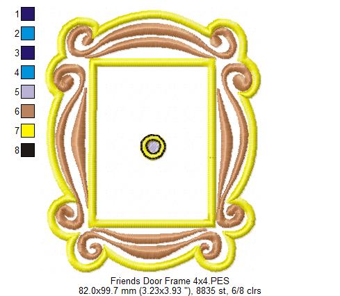 Friends Monica Door Frame - Applique - Machine Embroidery Design