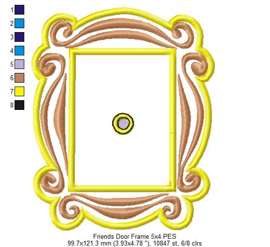 Friends Monica Door Frame - Applique - Machine Embroidery Design