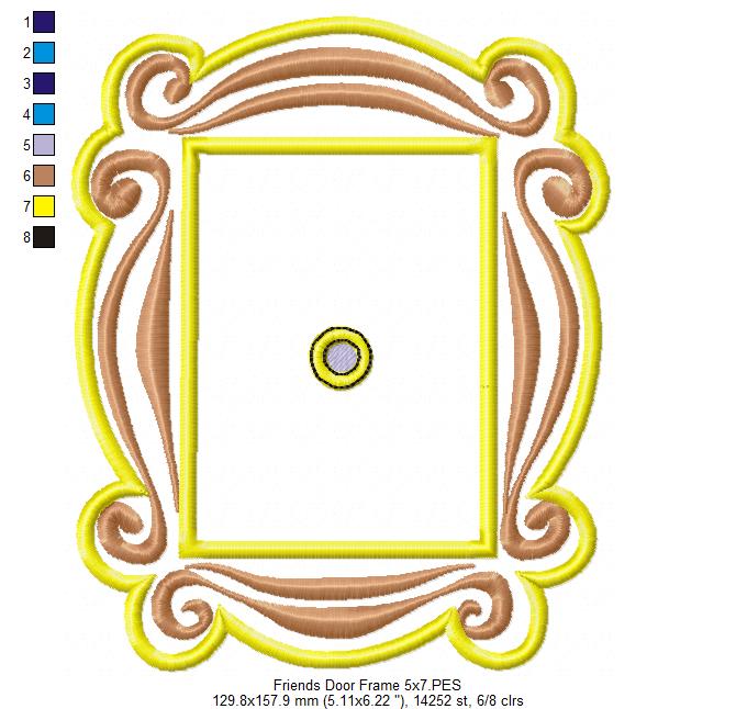 Friends Monica Door Frame - Applique - Machine Embroidery Design