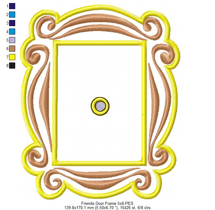 Friends Monica Door Frame - Applique - Machine Embroidery Design