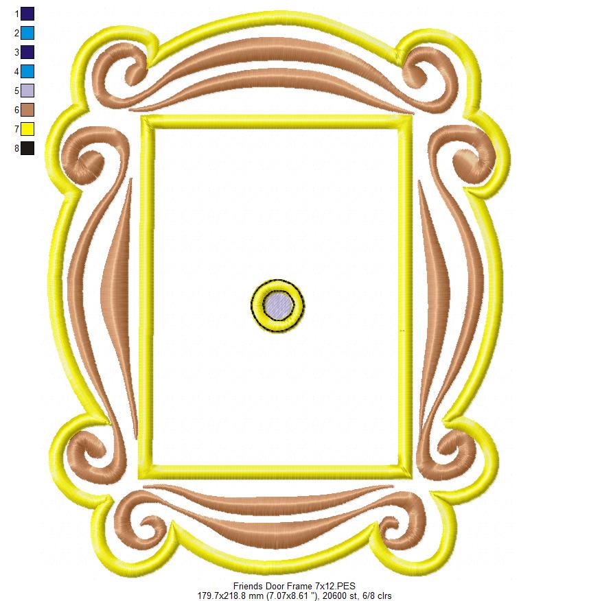 Friends Monica Door Frame - Applique - Machine Embroidery Design