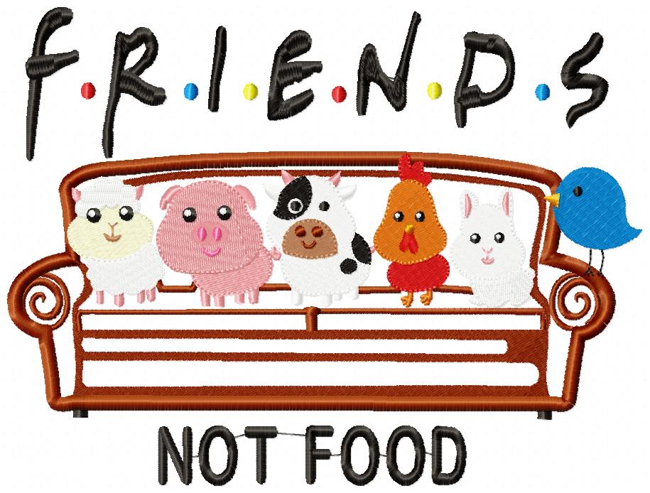 Friends Not Food - Applique - Machine Embroidery Design