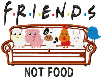Friends Not Food - Applique - Machine Embroidery Design