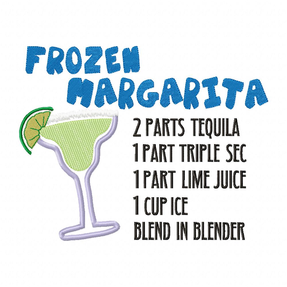 Frozen Margarita Recipe - Applique - Machine Embroidery Design