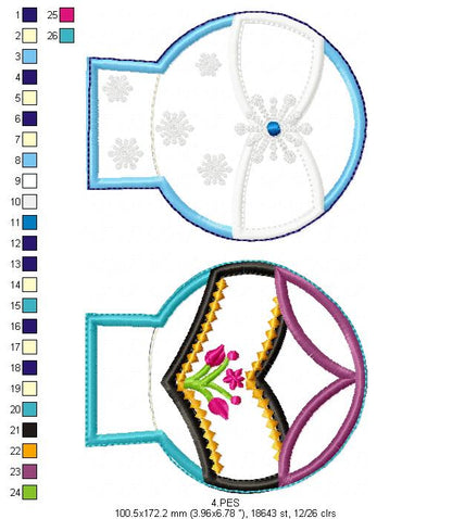 Elsa and Anna Frozen Mouse Ears  Headband - ITH Project - Machine Embroidery Design