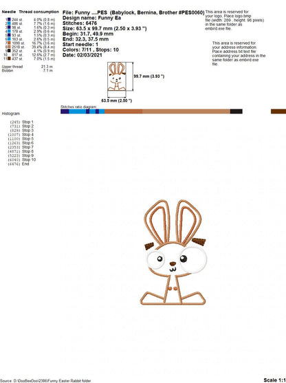 Funny Easter Rabbit - Applique