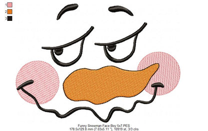 Funny Snowman Face Boy and Girl - Fill Stitch - Set of 2 designs
