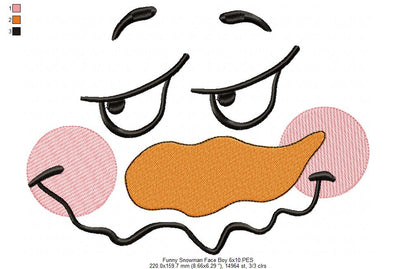 Funny Snowman Face Boy and Girl - Fill Stitch - Set of 2 designs