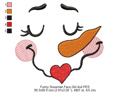 Funny Snowman Face Boy and Girl - Fill Stitch - Set of 2 designs