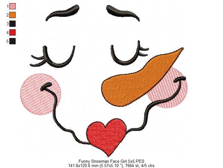 Funny Snowman Face Boy and Girl - Fill Stitch - Set of 2 designs