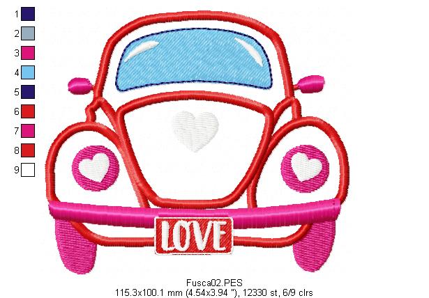 Love Beetle - Applique - Machine Embroidery Design