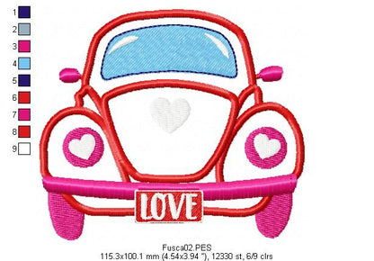 Love Beetle - Applique - Machine Embroidery Design