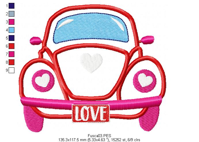 Love Beetle - Applique - Machine Embroidery Design