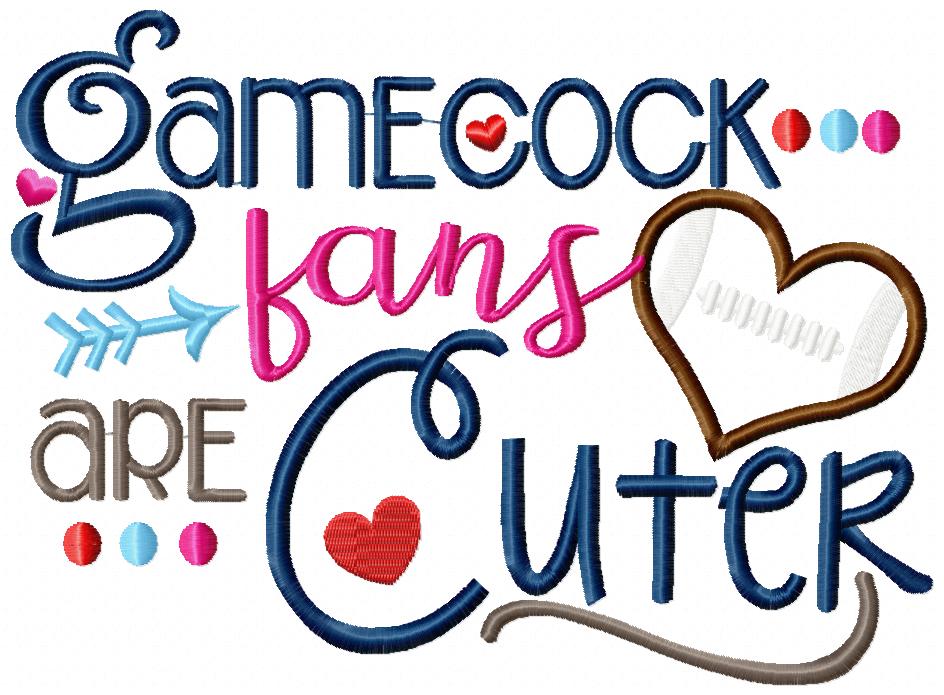 Gamecock Fans Are Cuter - Appliqué - Machine Embroidery Design