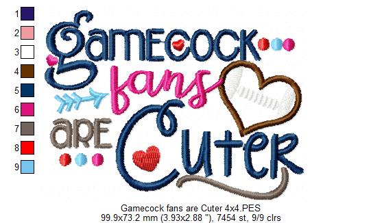 Gamecock Fans Are Cuter - Appliqué - Machine Embroidery Design