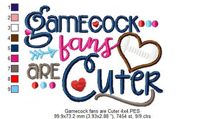 Gamecock Fans Are Cuter - Appliqué - Machine Embroidery Design