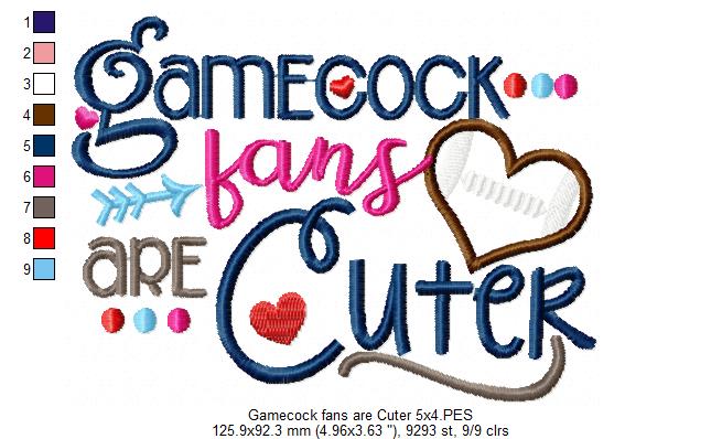 Gamecock Fans Are Cuter - Appliqué - Machine Embroidery Design