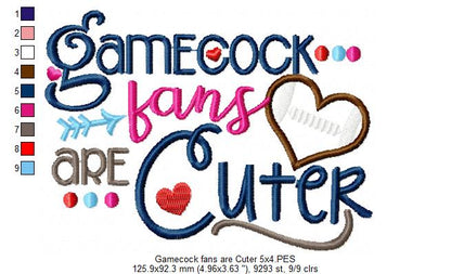 Gamecock Fans Are Cuter - Appliqué - Machine Embroidery Design