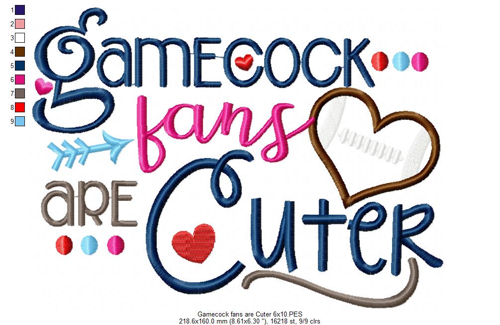 Gamecock Fans Are Cuter - Appliqué - Machine Embroidery Design