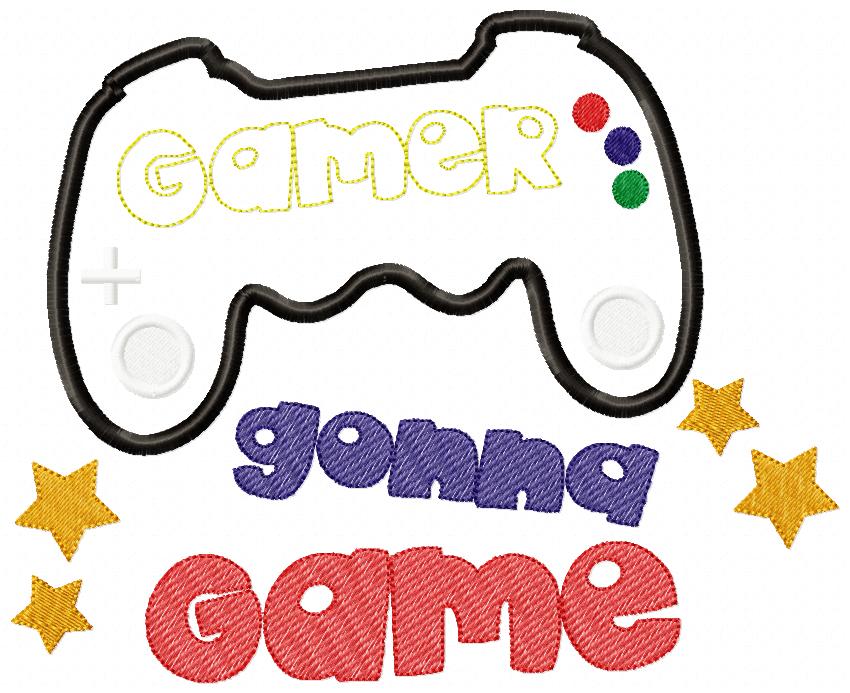 Level Up – Gamer Gonna Game 🕹️ – Applique – Machine Embroidery Design