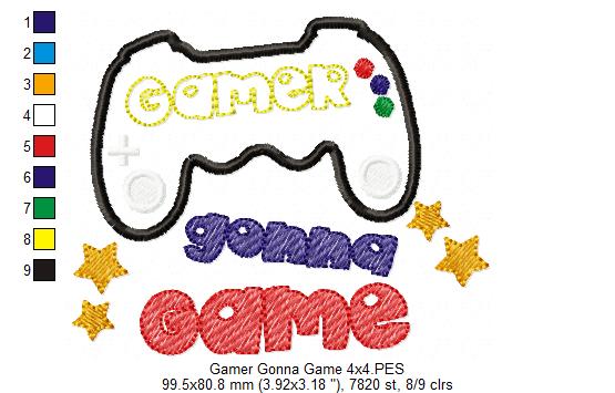 Level Up – Gamer Gonna Game 🕹️ – Applique – Machine Embroidery Design