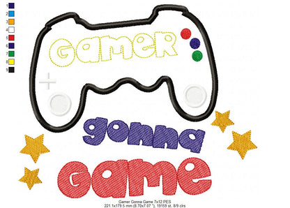 Level Up – Gamer Gonna Game 🕹️ – Applique – Machine Embroidery Design