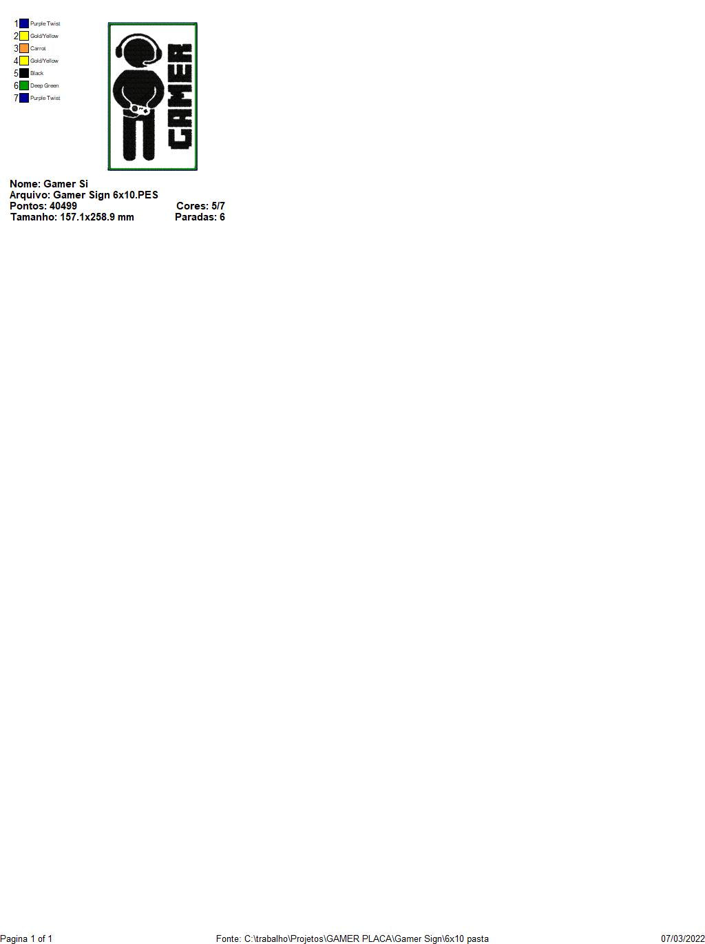 Gamer Sign - ITH Project - Machine Embroidery Design