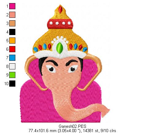 Ganesh - Fill Stitch - Machine Embroidery Design