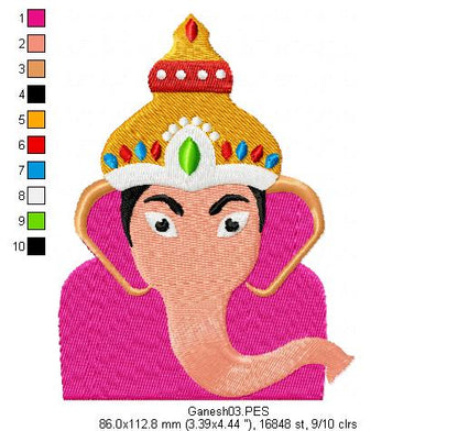Ganesh - Fill Stitch - Machine Embroidery Design