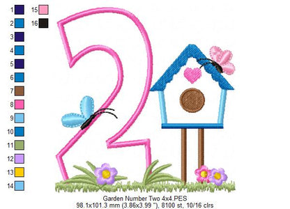 Bird House Number 2 Two 2nd Birthday - Applique