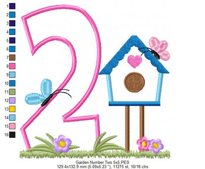 Bird House Number 2 Two 2nd Birthday - Applique