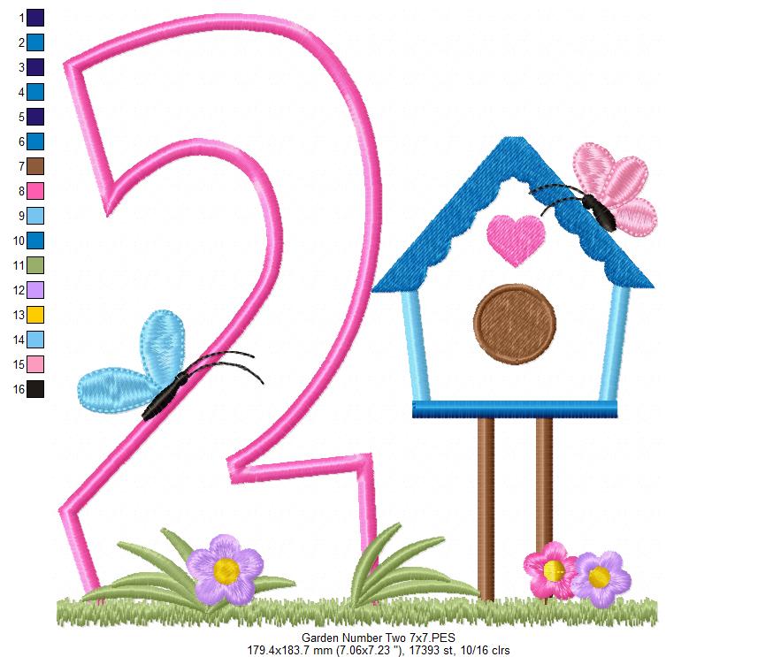 Bird House Number 2 Two 2nd Birthday - Applique